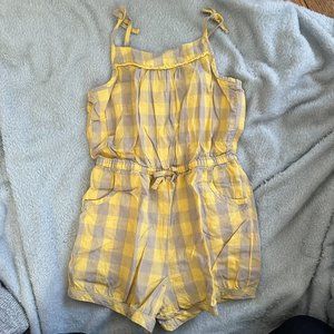 Like NEW Genuine Kids by Oshkosh Yellow and Tan Checkered Romper Sz 3T